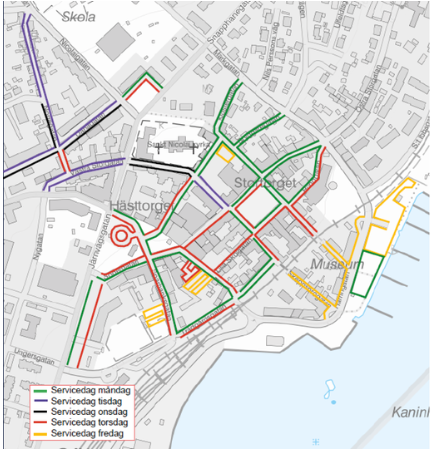 Karta över servicedagar Sölvesborgs kommun.